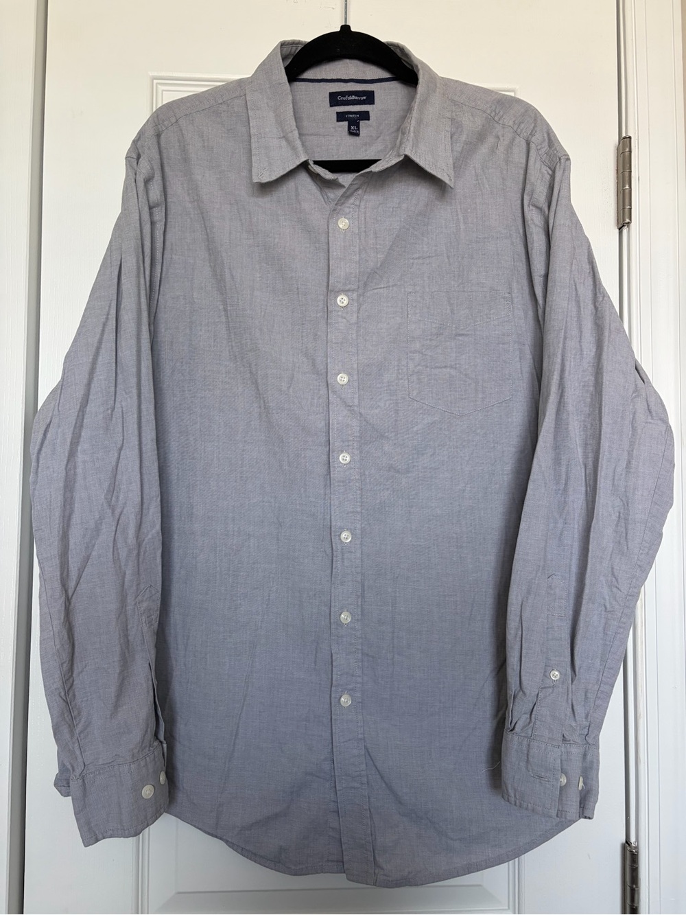croft & barrow Dress Shirt XL Light Gray Stretch Long-Sleeve Button-Up Mens